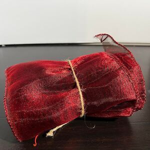 Vintage Red Metallic Sheer Wired Ribbon 6 Wide Bulk Roll Christmas Wreath Craft